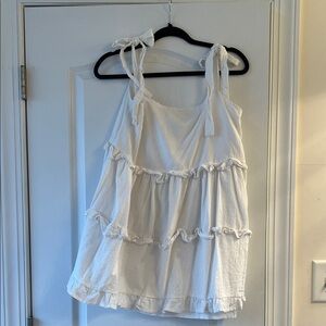 Tie strap White Ruffle Mini Dress